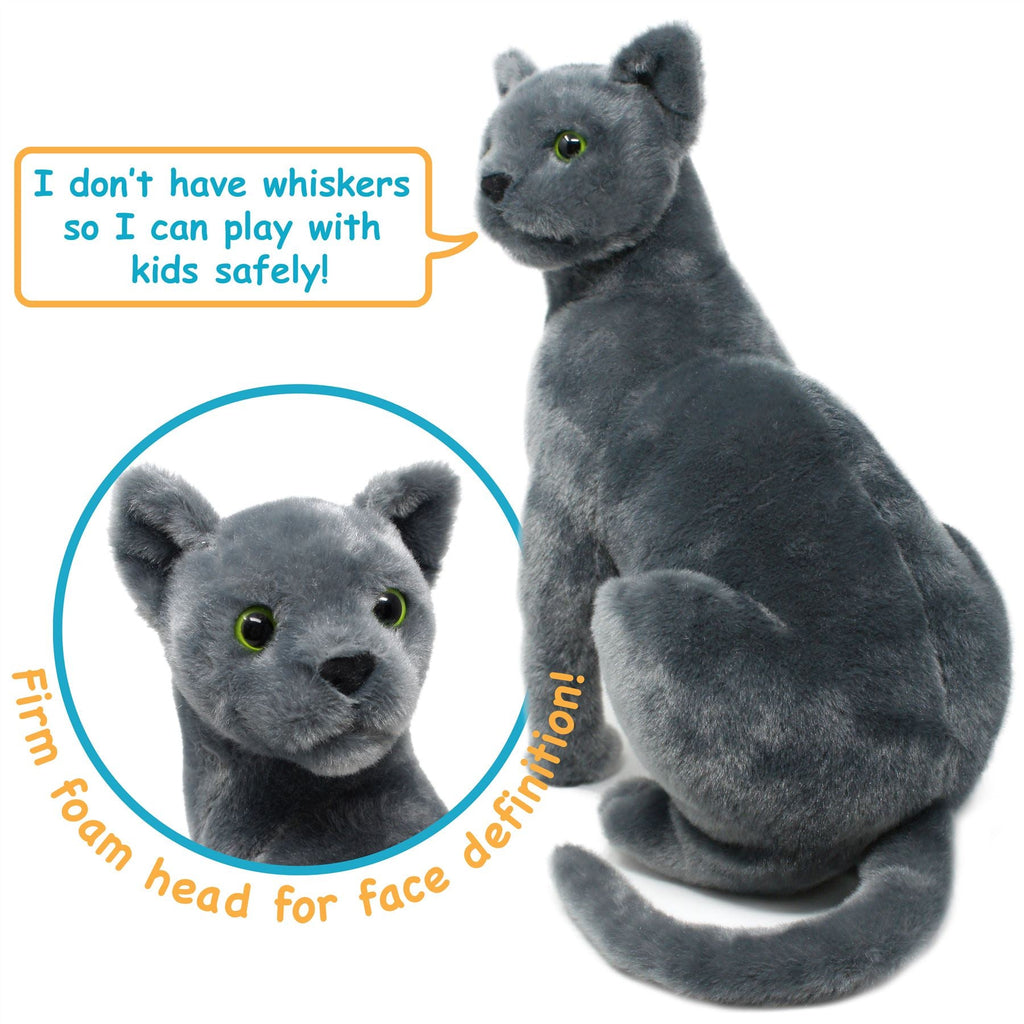 Rae The Russian Blue Cat | 13 Inch Stuffed Animal Plush | By TigerHart Toys