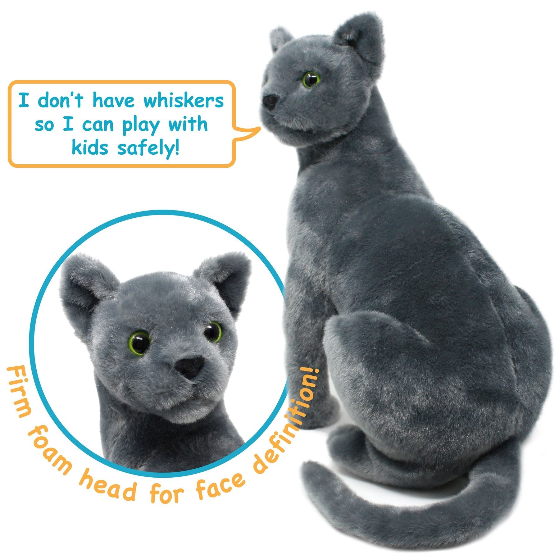 Rae The Russian Blue Cat | 13 Inch Stuffed Animal Plush | By TigerHart Toys