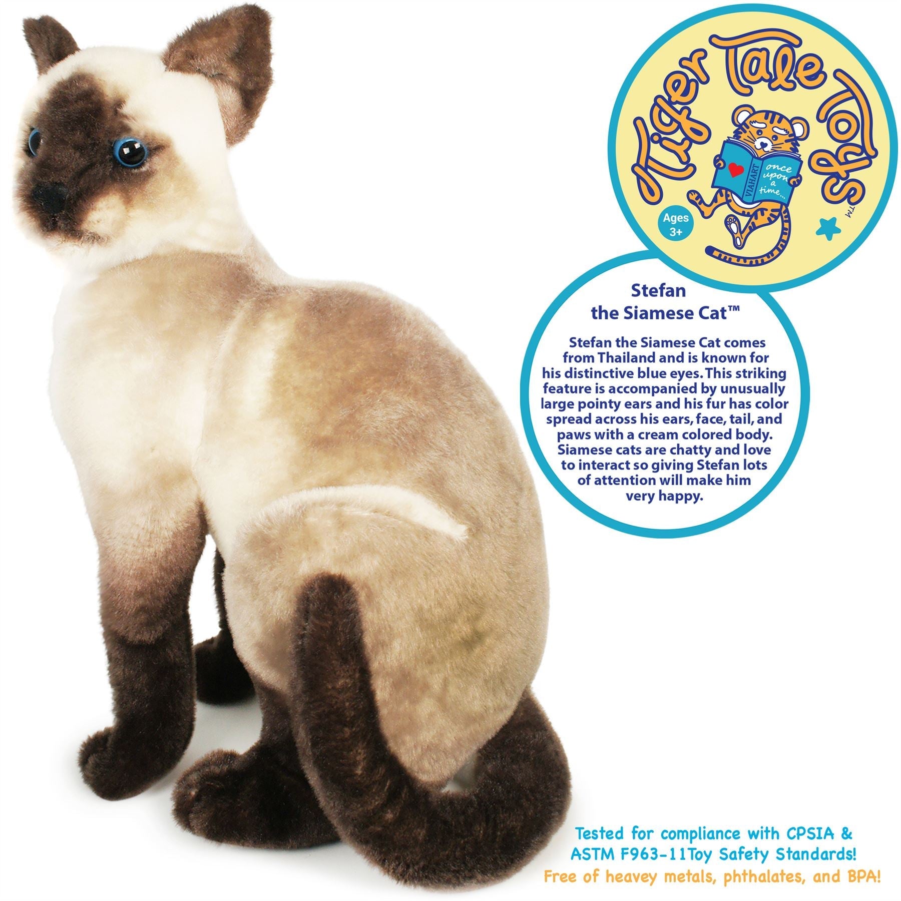 Stefan The Siamese Cat | 13 Inch Stuffed Animal Plush | By TigerHart Toys
