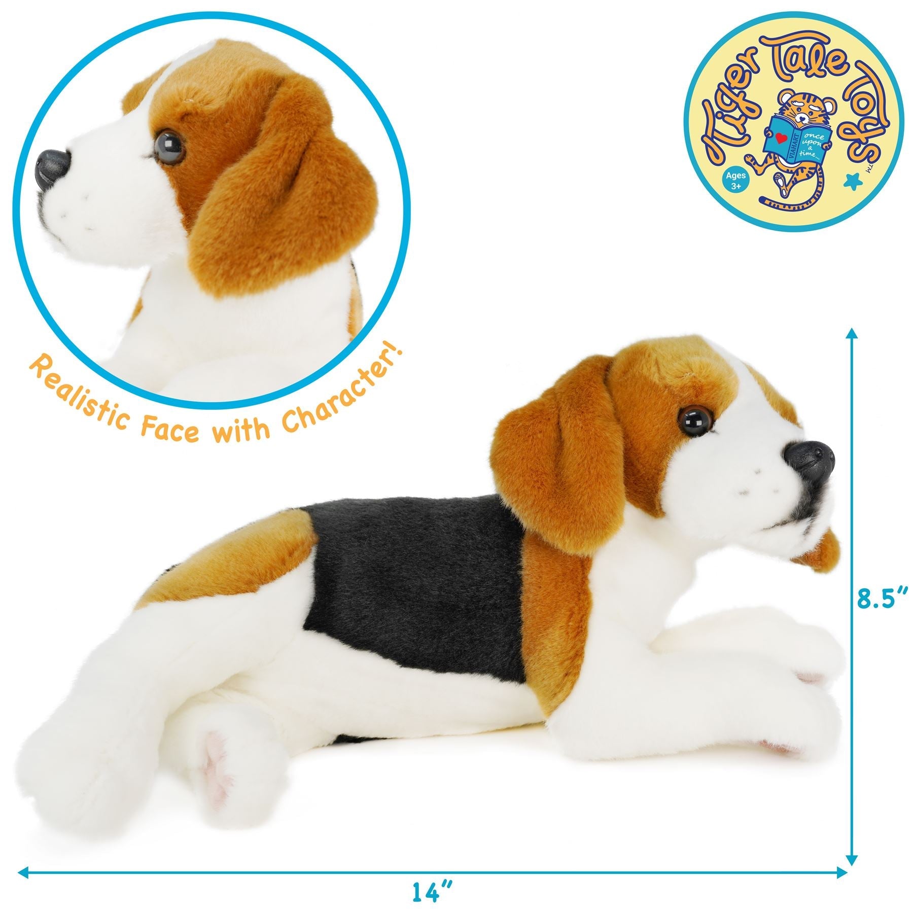Burkham The Beagle | 14 Inch Stuffed Animal Plush | By TigerHart Toys