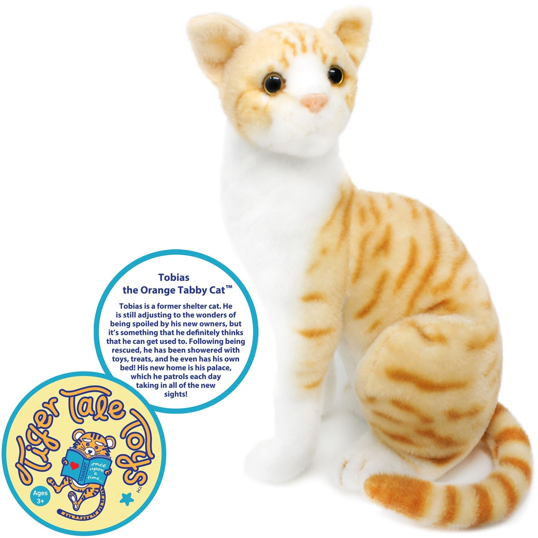 Tobias The Orange Tabby Cat | 13 Inch Stuffed Animal Plush | By TigerHart Toys