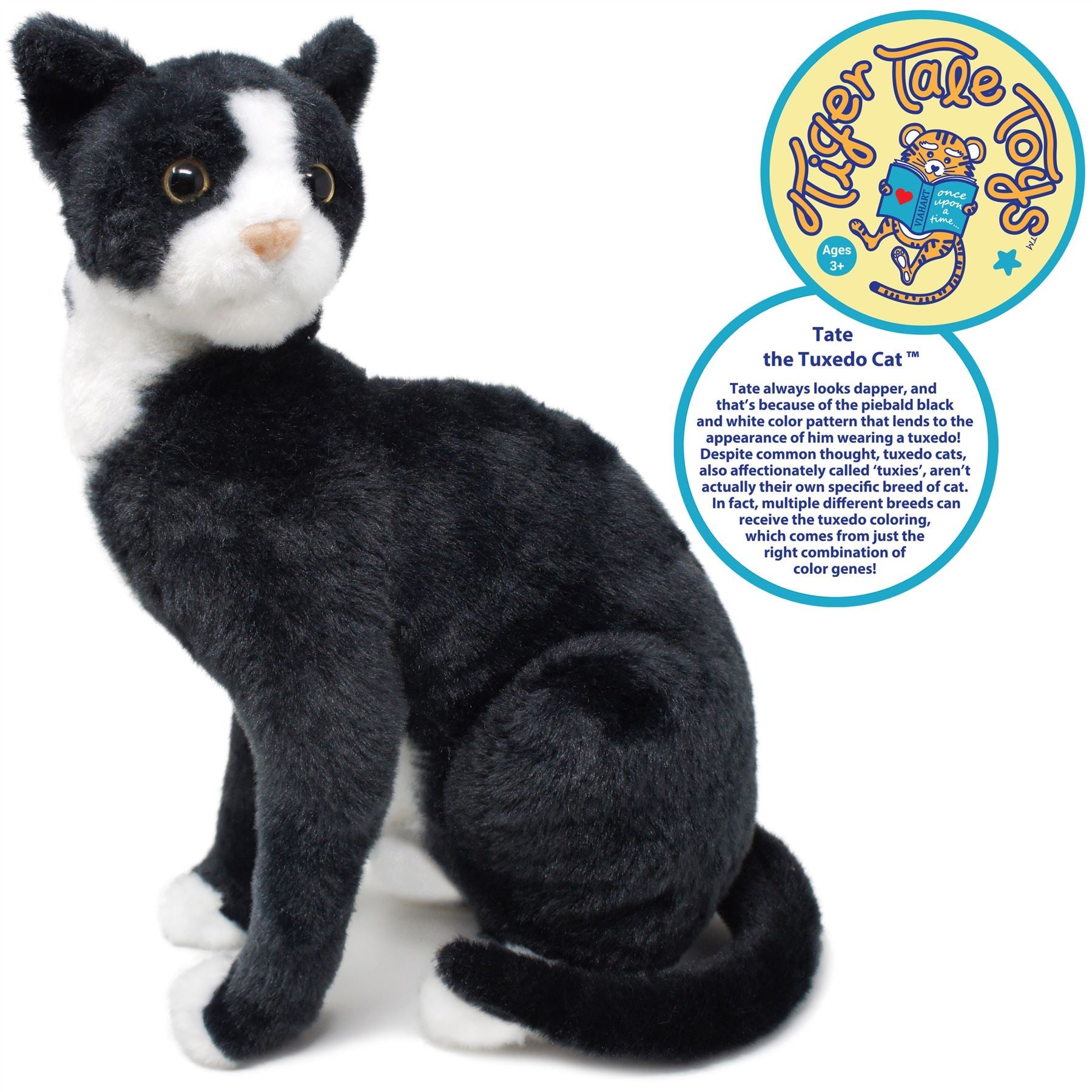 Tate The Tuxedo Cat | 14 Inch Stuffed Animal Plush | By TigerHart Toys